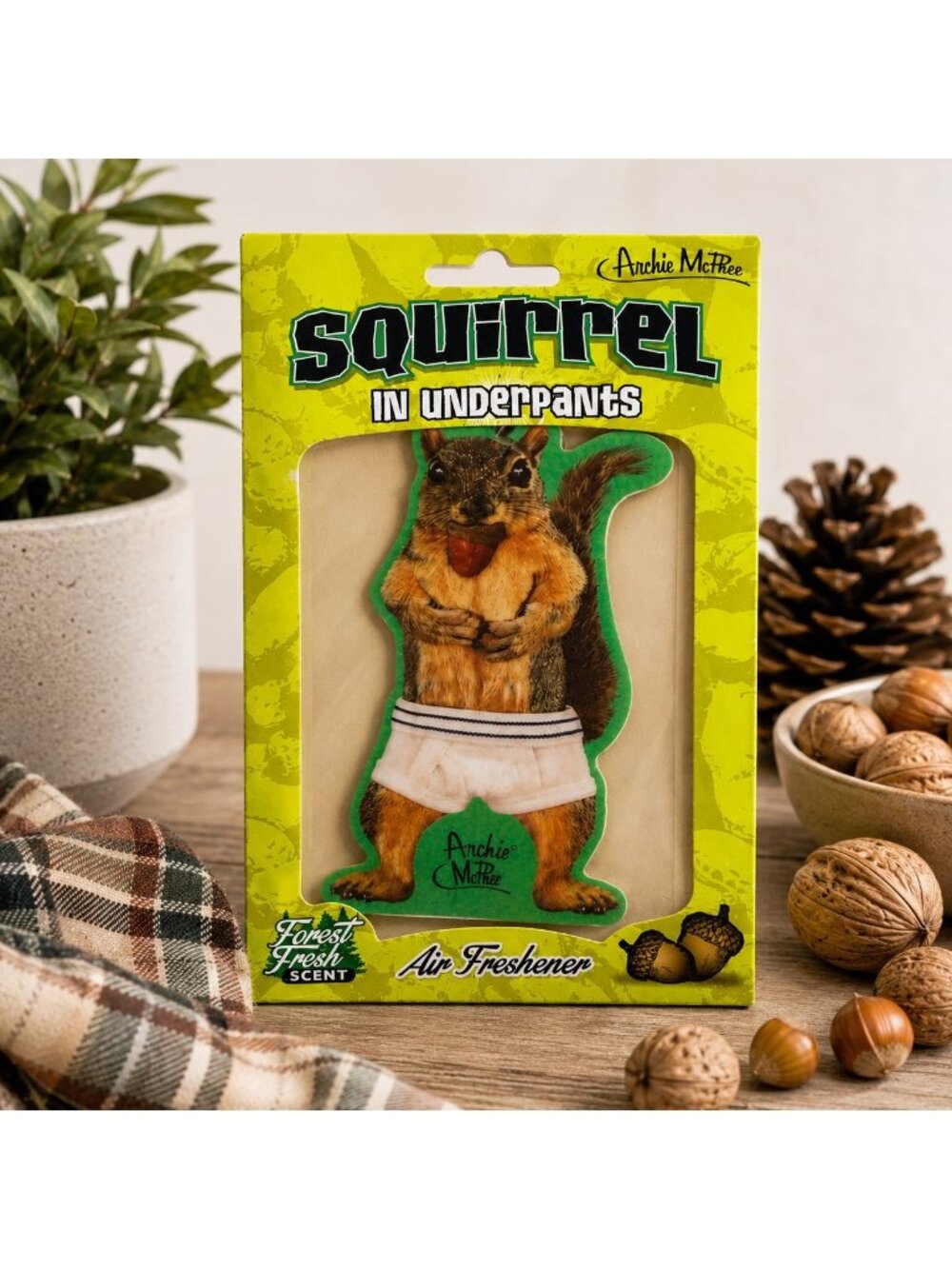 Archie McPhee Air Freshener Squirrel In Underpants Camping Funny Novelty Gift